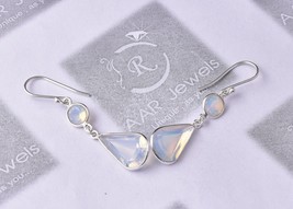 925 Argento Sterling Pietra di Luna Gemma Fatto a Mano Orecchini San Regalo Es - £40.27 GBP