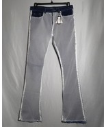 BOOHOO Jeans Mens 32 Slim Button Fly Flare Fish Net Overlay Coachella Hi... - €43,39 EUR