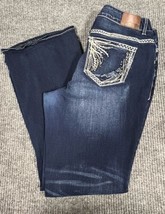 Maurices Jeans Womens 18 Short  Boot Cut Blue Denim Pants Embroidered 36x30 - £21.65 GBP