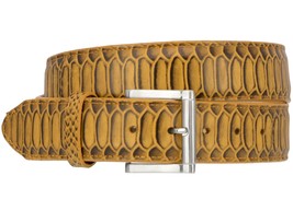 Western Cowboy Belt Buttercup Snake Pattern Leather Silver Tone Buckle Cinto - £24.10 GBP