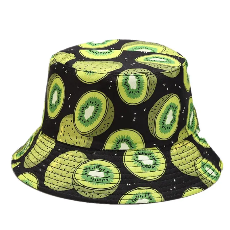 2022 18 Style Cotton Fruit Pattern Print Bucket Hat Fisherman Hat Outdoor Travel - £10.50 GBP