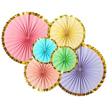 Round Pattern Paper Garlands,Hanging Paper Fans Decorations,Colorful Goldside Pa - £15.97 GBP