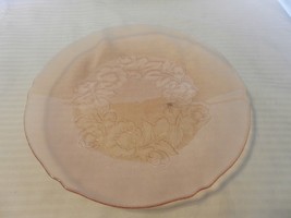 Vintage Pink Glass Cookie Plate with Embossed Flowers and Leaves - £39.96 GBP