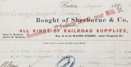 1869 Old Colony &amp; Newport Railroad Billhead Purchase Receipt Sherbourne ... - $26.93