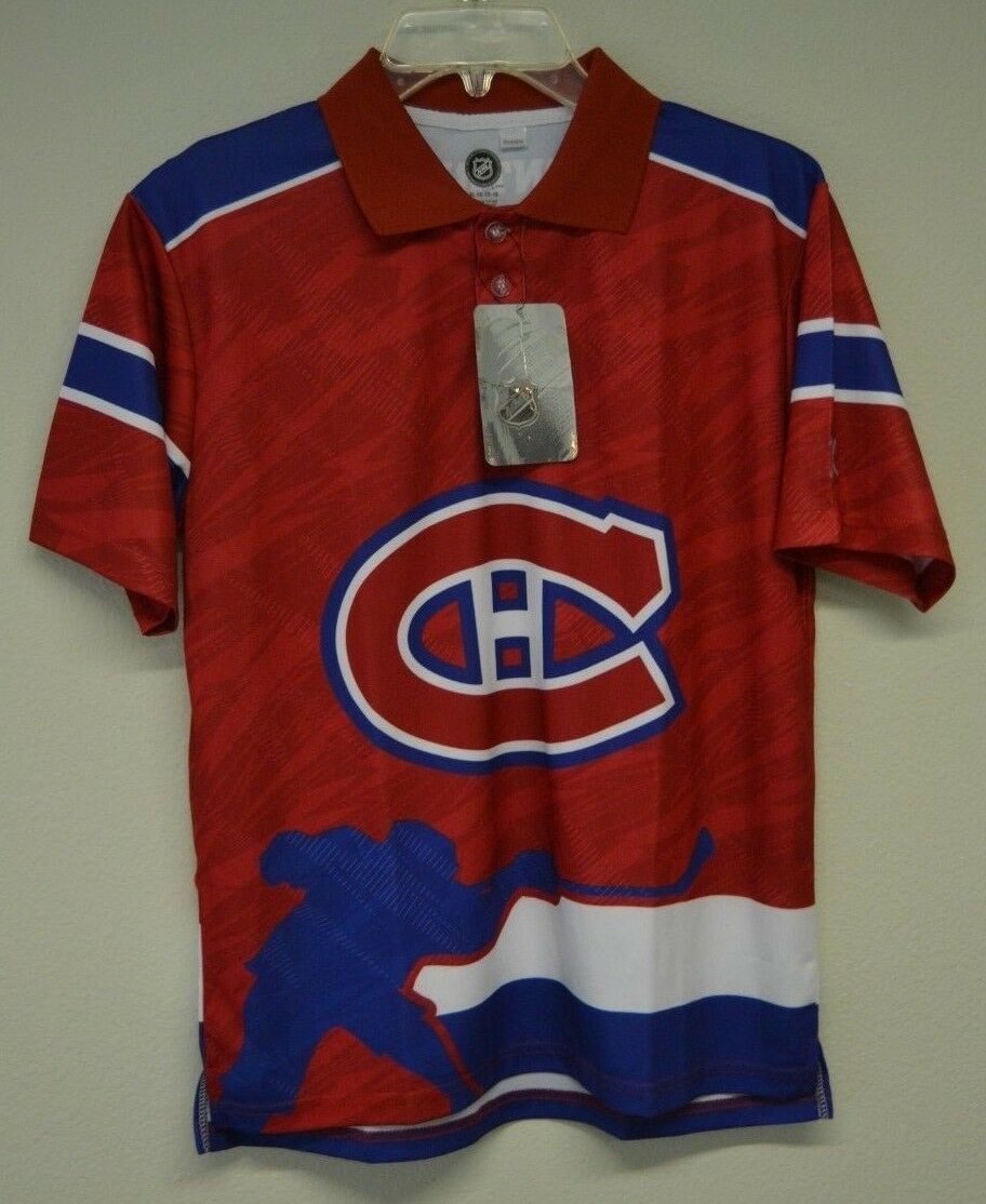 Primary image for Klew Youth NHL Montreal Canadiens Logo Polo Shirt Sz XL 18 NWT Red Blue White