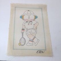 Tennis Player Needlepoint Canvas Ellen 10&quot; x 14&quot; 12 Count - $29.68
