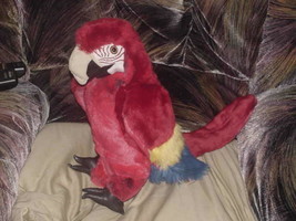 15&quot; Scarlet Macaw Plush Bird Puppet Toy By Folktails Folkmanis - £19.73 GBP