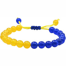 New Trendy Ukraine Bracelet For Women Adjustable Braided Rope Chain Yellow Blue  - £10.99 GBP