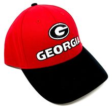 MVP UGA Georgia Bulldogs Logo Red &amp; Black Curved Bill Adjustable Cap - £18.02 GBP