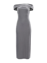NWT Reformation Jamen Midi in Silver Velvet Knit Off-Shoulder Dress XL $198 - $158.40
