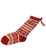 Wool Christmas Stocking Red White Knit 18 inches Holiday Decor Stripes D... - £11.74 GBP