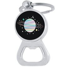 Saturn Planet Moon Stars Bottle Opener Keychain - Metal Beer Bar Tool Key Ring - £8.51 GBP