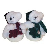 Unipak Teddy Bear Snowman Lot 2 White Weighted Plush Jointed 8&quot; - $8.44