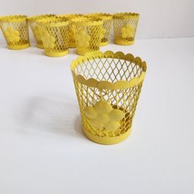Tea light Candle Holders Yellow Lattice Metal Flower 8 Count - $8.59
