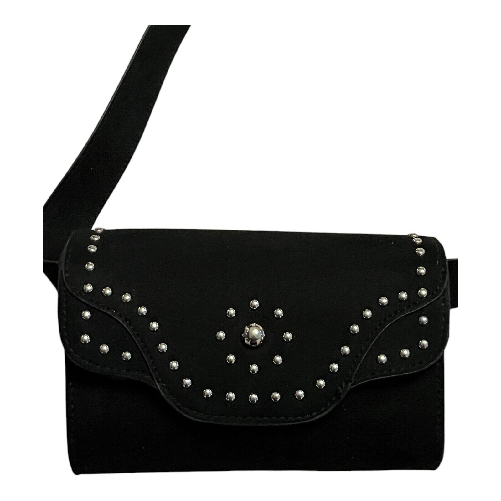 Torrid Black Studded Faux Suede Waist Belt Bag – 7 x 5 Inches – Adjustab... - $19.00