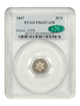 1867 3CS PCGS/CAC PR65CAM - £2,237.23 GBP