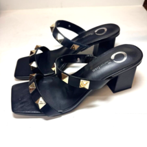 Journee Collection Women 10 Black Studded Kirian Strappy Block Heels DIS... - $24.49