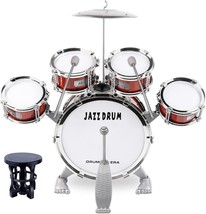 M Sanmersen Toddler Drum Kit Kids Toy Jazz Drum Set 5 Drums With Stool M... - $45.96