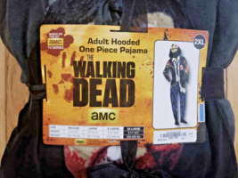AMC Walking Dead Adult Unisex Hooded One Piece Pajama Walker Rare XL New W Tags - £31.74 GBP