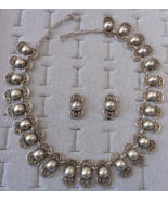 Vintage Taxco Mexico Necklace Earrings SET 980 Silver Signed Lady Pittaluca - £195.55 GBP