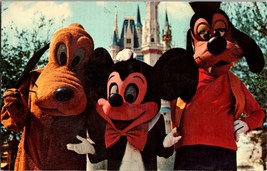 Vtg Postcard Welcome to the Magic Kingdom, Mickey, Pluto and Goofy, PM 1973 - £5.44 GBP