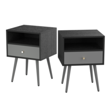 Modern Bedside Tables Set of 2,Nightstand with 1 Storage Drawer -Chic Si... - $136.15