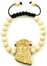 Jesus Bracelet New Good Wood Style Pull Cord Adjustable Macrame With 10mm  Beads - £9.40 GBP