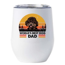 World&#39;s Best Poodle Dog Dad Wine Tumbler 12oz White Cup Gift For Dog Pet Lover - £18.26 GBP