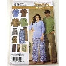 Simplicity Easy to Sew Pattern 3649 Womens Mens Pants Knit Top Size AA  S M L - £7.85 GBP