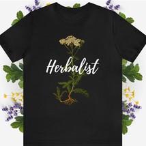 Herbalist Tee Shirt | Yarrow Botanical Art Print | Plant Lady Nature Lovers Wit - £23.97 GBP