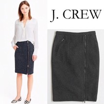 J. Crew Asymmetrical Zip Pencil Skirt in Wool gray size 0 - $32.67