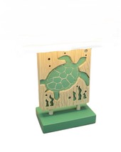 Scratch &amp; Dent Green and White Sea Turtle Table Lamp with Linen Look Shade - £63.30 GBP