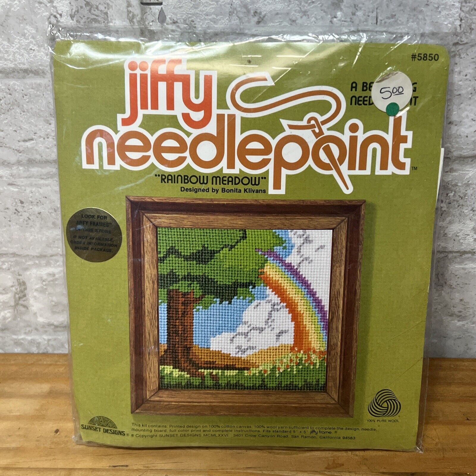 Jiffy Needlepoint Kit Rainbow Meadow” 1970s Butterfly #5216 VTG NIP New ROSS - $23.27