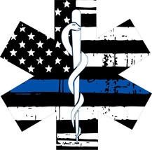 Thin Blue Line Decal-Tattered Flag EMS Star Rescue Window Decal - Various Sizes - £3.15 GBP+