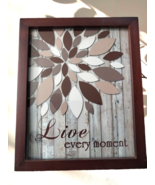 &quot;Live Every Moment&quot;  Rustic Wall Art Framed Brown Modern Flowers 11&quot; x 9... - €17,28 EUR