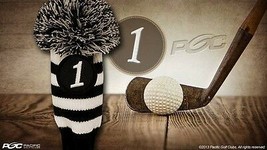 NEW Driver #1 Vintage Retro Pom Head Cover Knit Sock Black Golf Headcover - $15.38