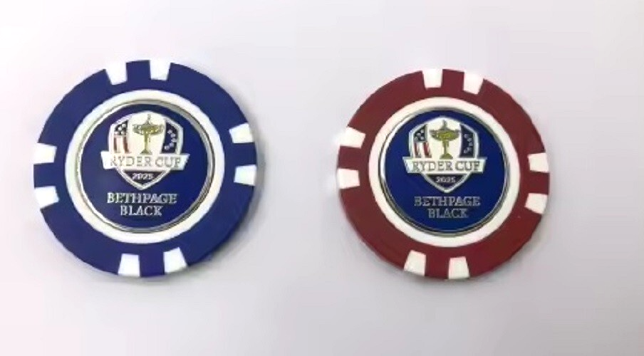 Ryder Cup 2025 Blackpage Black - Red Poker Chip with removable RC Ball M... - $13.60