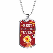 Express Your Love Gifts Best Teacher Appreciation Gift Engraved 18k Gold Dog Tag - £53.53 GBP