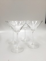Set of 4 crystal martini cocktail glasses swirled bowl smooth stem marked J - £39.07 GBP