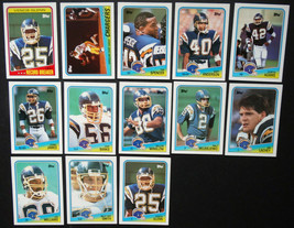 1988 Topps San Diego Chargers Team Set of 13 Football Cards - £5.00 GBP