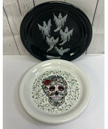 Fiesta 9&quot; Plate and 3 Ghosts Sugar SKULL AND VINE Day Of The Dead Luncheon - $23.76