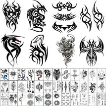AWLEE 45 Sheets Temporary Tattoos for Men Tribal Totem Tattoo Stickers Black Fak - £11.00 GBP