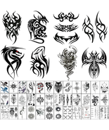 AWLEE 45 Sheets Temporary Tattoos for Men Tribal Totem Tattoo Stickers B... - £11.00 GBP