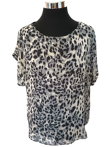 Joseph A Blouse  Women&#39;s Size Large Pullover Animal Print Black Gray Taupe Lined - £15.31 GBP
