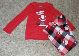 Girls Pajamas Christmas Santa Coming Soon Red Plaid 2 pc Top Pants Fleec... - £15.60 GBP