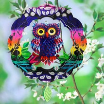 Wind Spinner Home Garden Decor Multicolor Owl Patio Yard Backyard Outdoor Art - $37.23