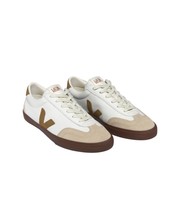 Veja women&#39;s volley organic traced leather sneakers in White Tent Bark - £82.80 GBP