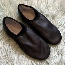 Dance Class Girls Jazz Shoes Size 3 Black Leather Slip On Split Sole - £11.69 GBP