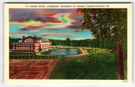Sunset View University Gymnasium Pool Charlottesville Virginia Postcard Linen - £15.23 GBP