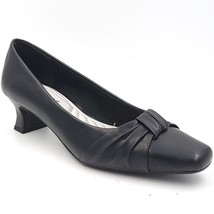 Easy Street Women Kitten Pump Heels Waive Size US 11W Black Faux Leather - £24.03 GBP